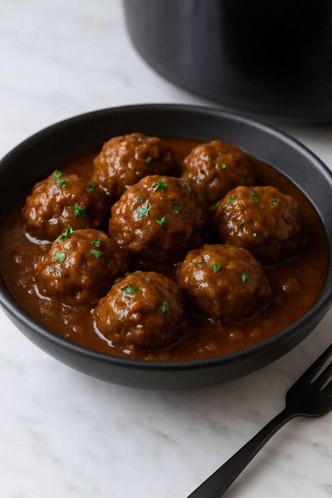 Beefy Onion Crockpot Meatballs Recipe