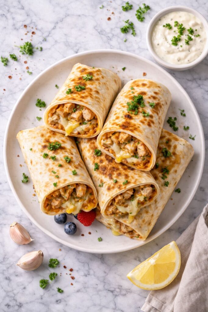 Cheesy Garlic Chicken Wraps Recipe