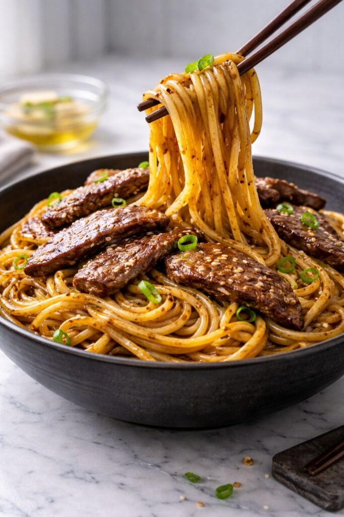 Garlic Butter Steak Lightning Noodles Recipe