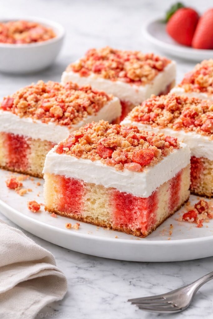 Strawberry Crunch Poke Cake Recipe