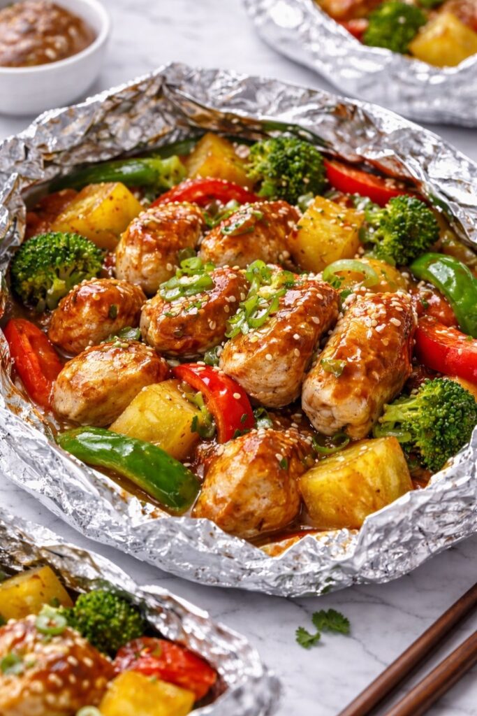 Teriyaki Chicken and Pineapple Foil Packets