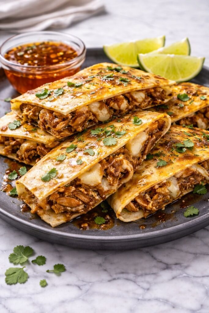 Blackstone Hot Honey BBQ Chicken Quesadillas