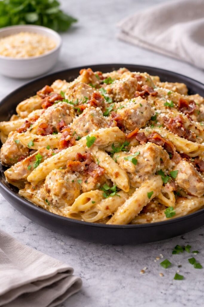 Creamy Chicken Bacon Ranch Pasta