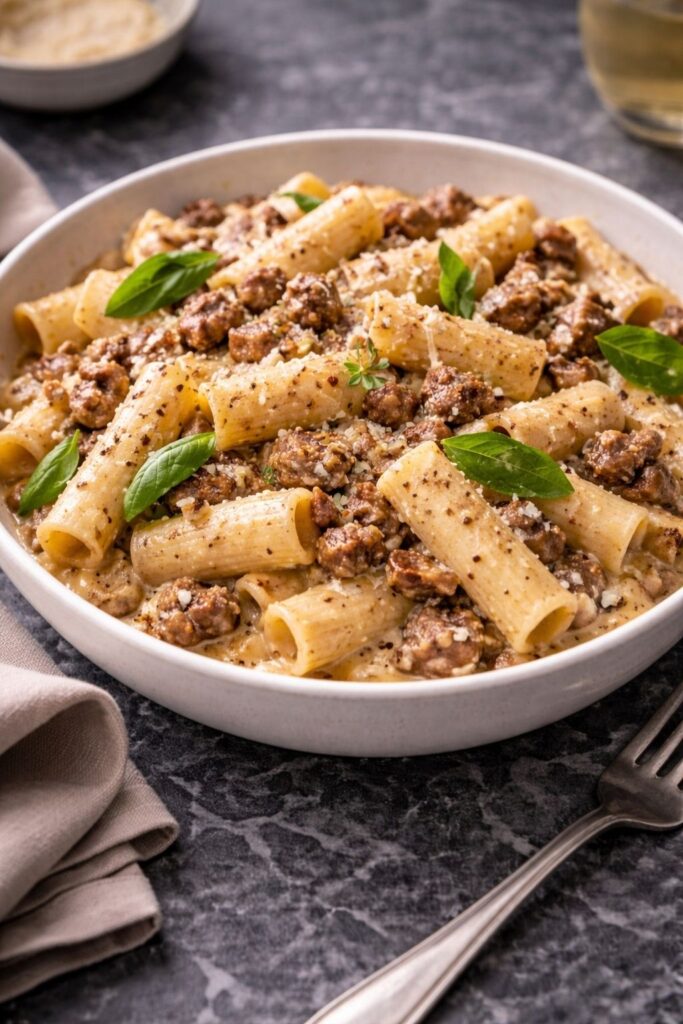 Creamy Sausage Rigatoni Pasta Recipe