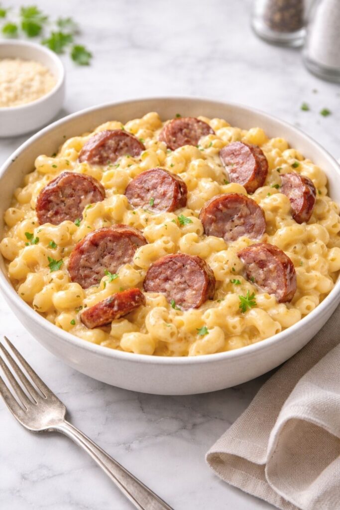 Crockpot Mac and Cheese With Kielbasa