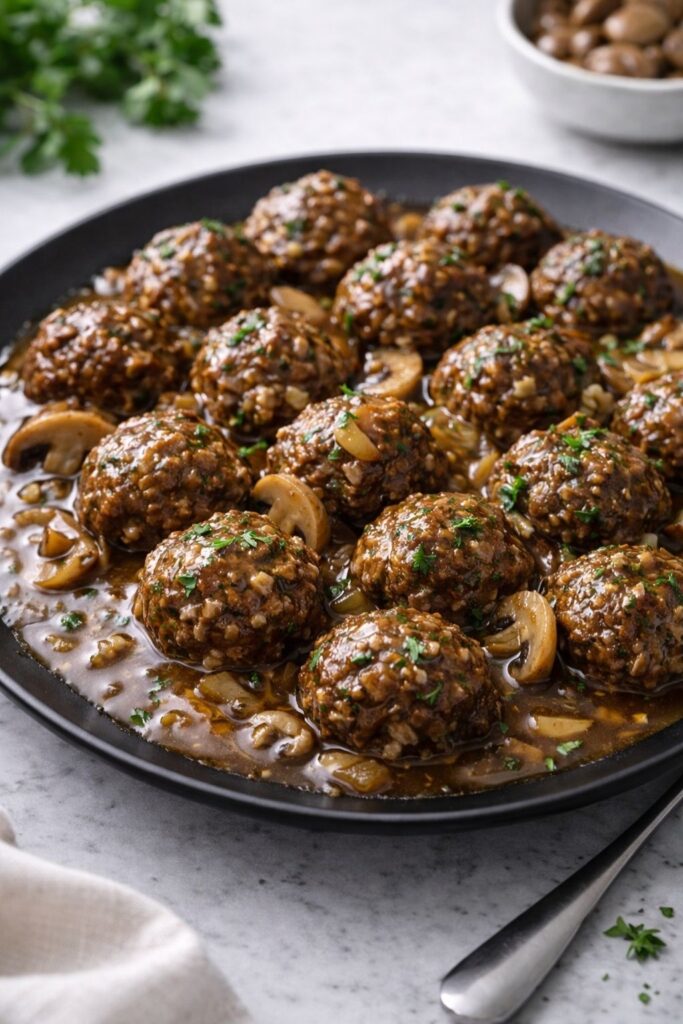 Crockpot Salisbury Steak Meatballs