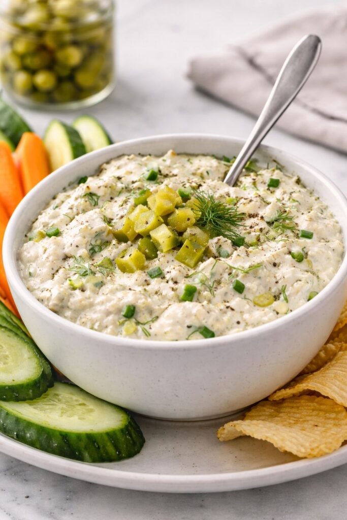 Dill Pickle Cottage Cheese Ranch Dip