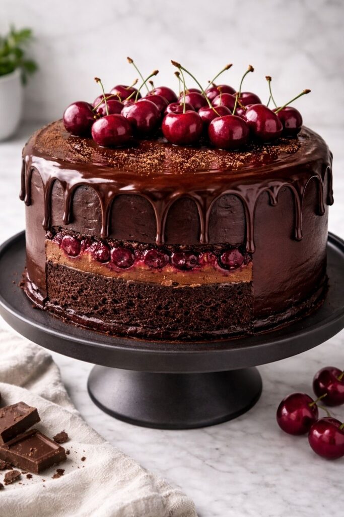 Drunken Cherry Chocolate Cake