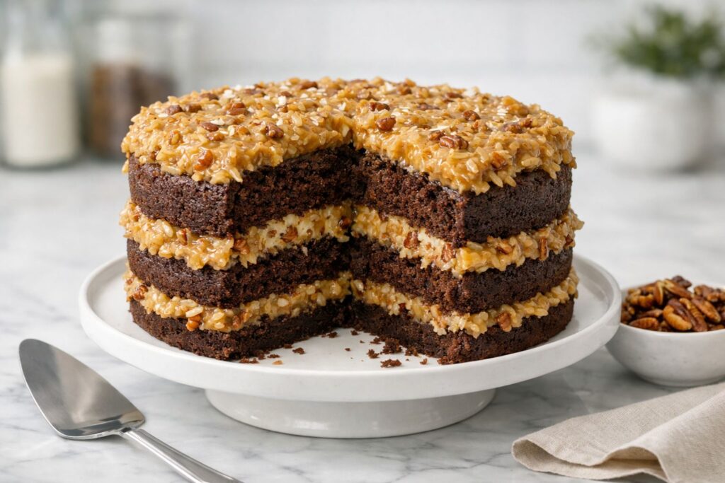 German Chocolate Cake with Coconut Frosting