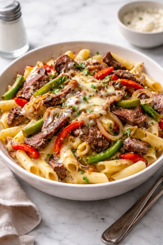 Philly Cheese Steak Pasta Recipe