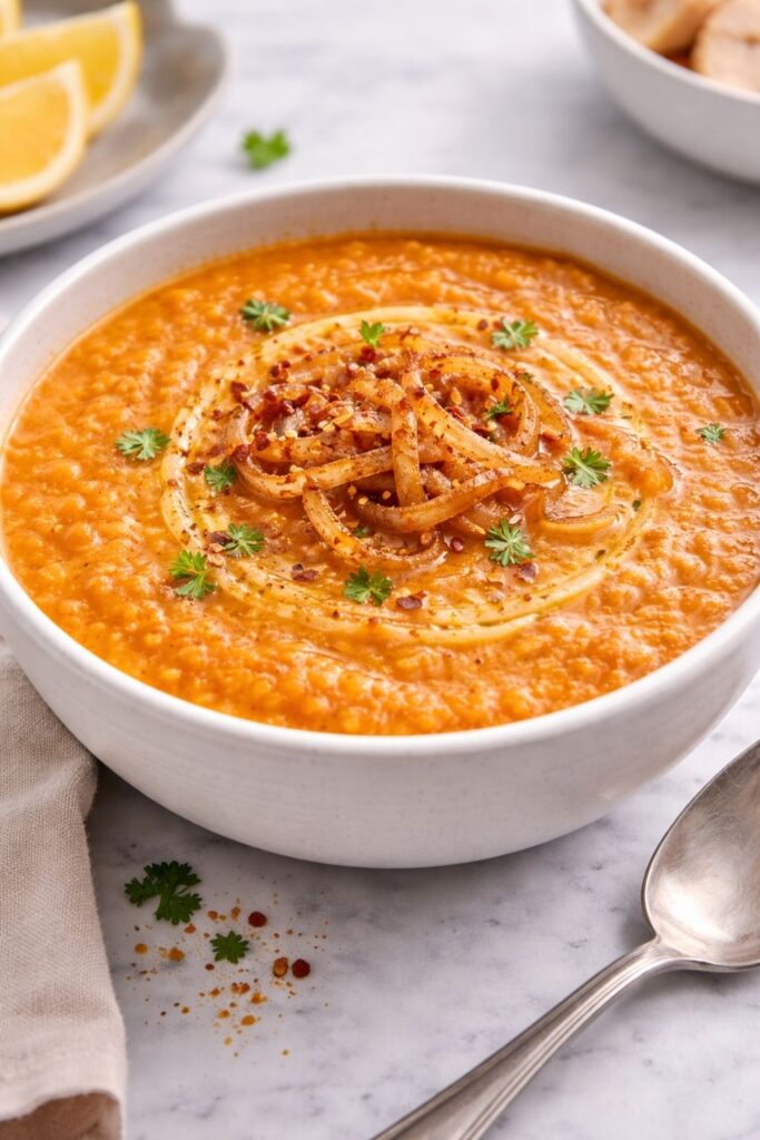 Caramelized Onion Red Lentil Soup