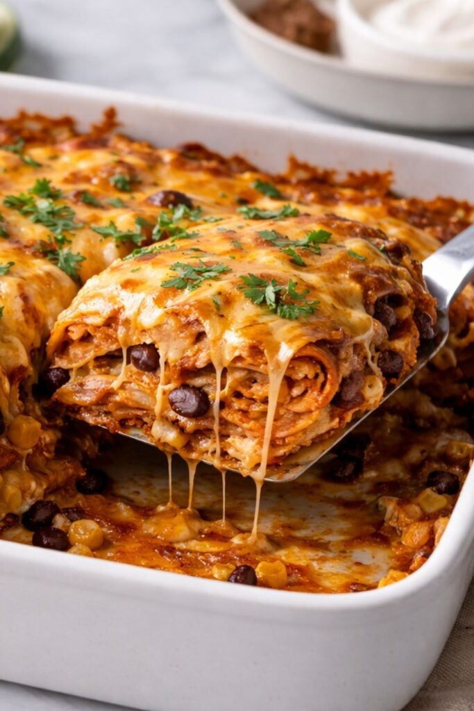 Cheesy Chicken Enchilada Casserole