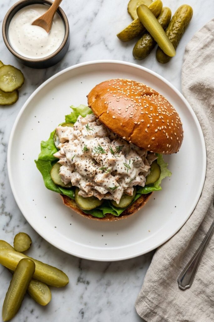 Chicken Chopped Sandwich with Alabama BBQ Sauce