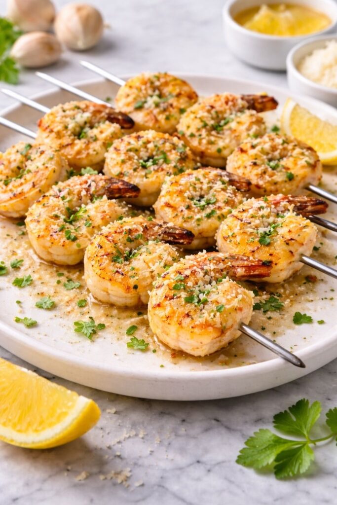 Garlic Parmesan Shrimp Skewers Recipe