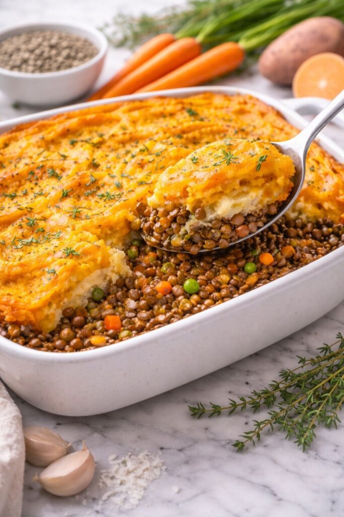 Lentil and Sweet Potato Shepherd’s Pie