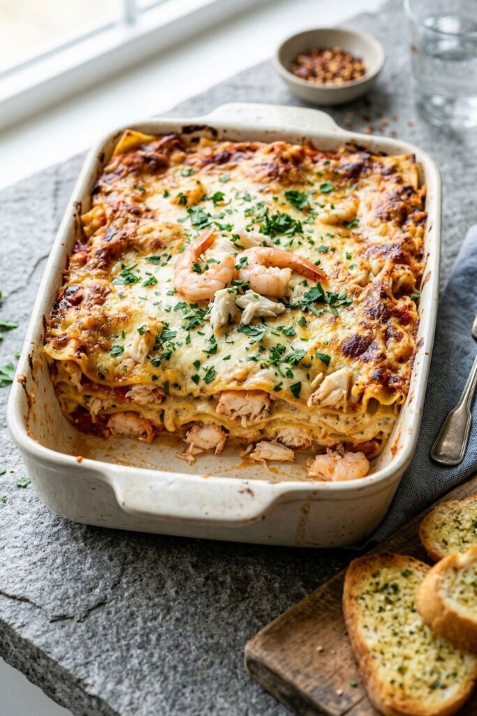 Seafood Lasagna with Shrimp and Crab