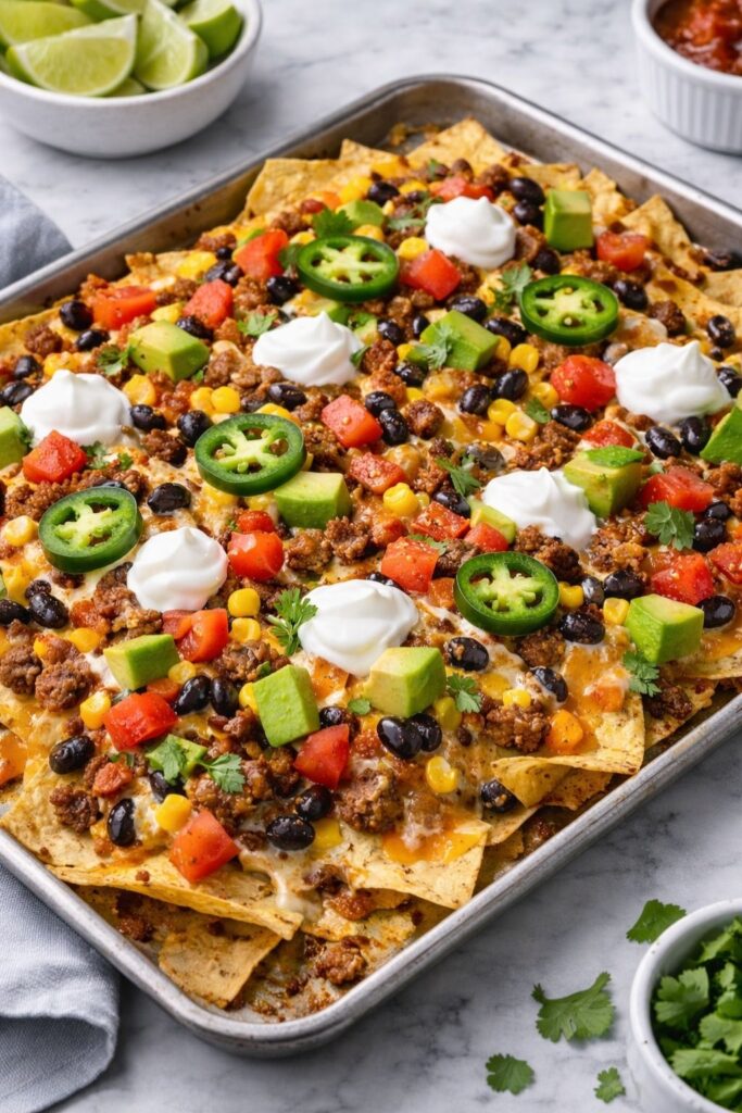 Sheet Pan Nachos Ground Beef