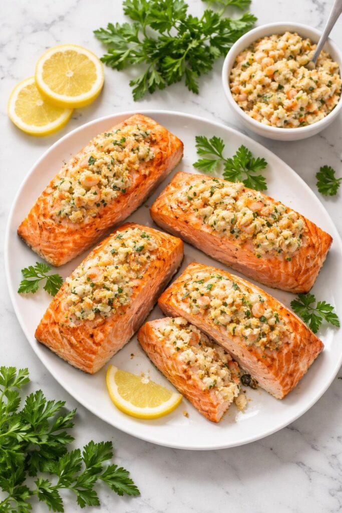 Crab and Shrimp Stuffed Salmon Recipe