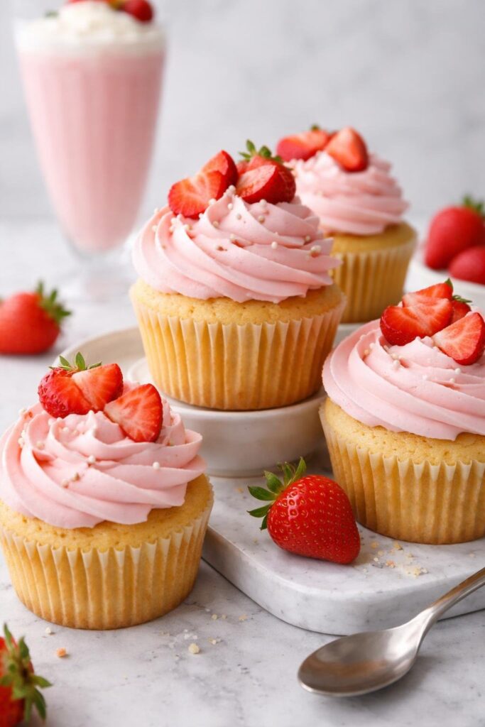 Strawberry Milkshake Cupcakes Recipe