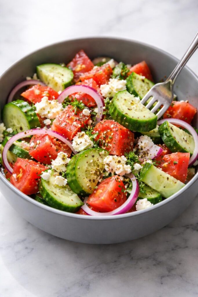 Mediterranean Cucumber Tomato Feta Salad Recipe
