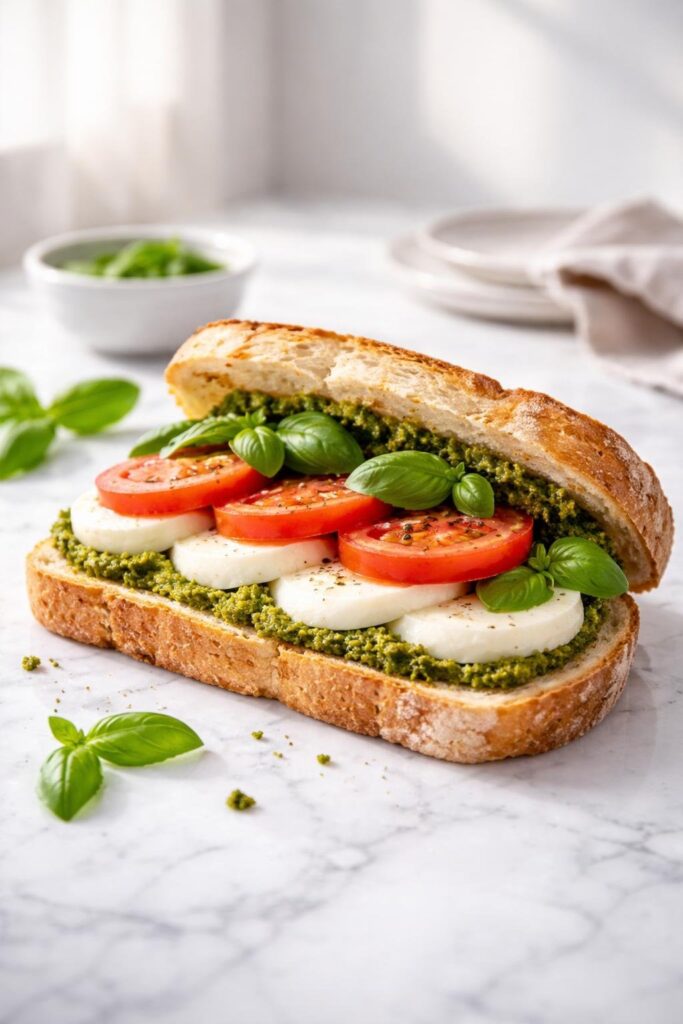 Caprese Sandwich with Pesto & Mozzarella Recipe