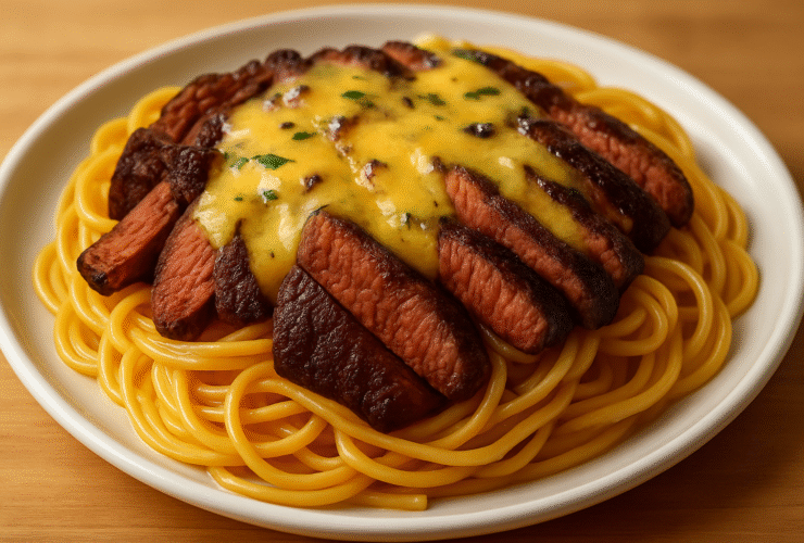 Garlic Butter Steak Lightning Noodles Recipe