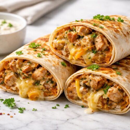 Cheesy Garlic Chicken Wraps Recipe