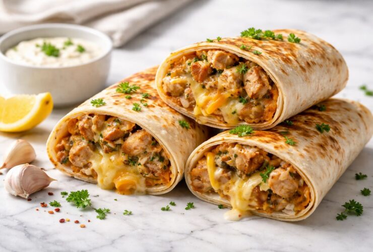 Cheesy Garlic Chicken Wraps Recipe