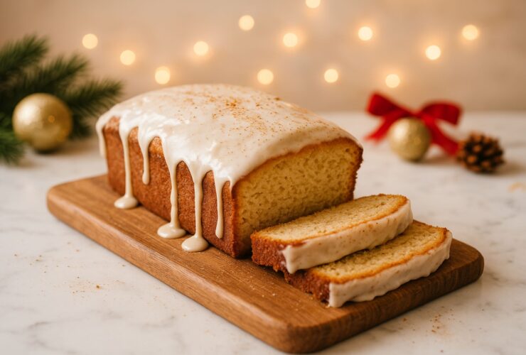 Christmas Eggnog Bread with Rum Glaze