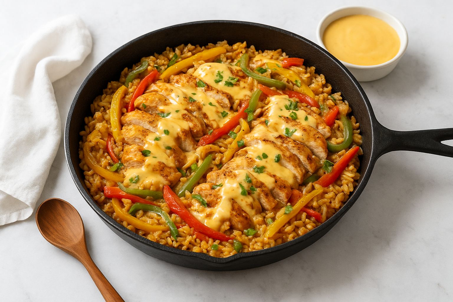 Queso Chicken Fajita Rice Skillet Recipe