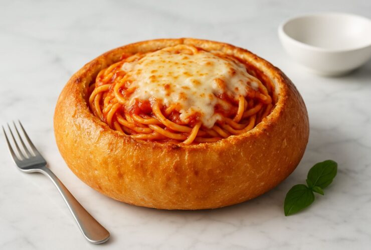 Spaghetti Garlic Bread Bowl Recipe