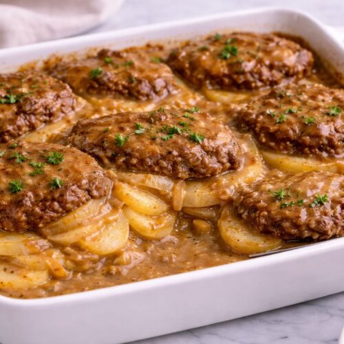 Amish Hamburger Steak Bake Recipe