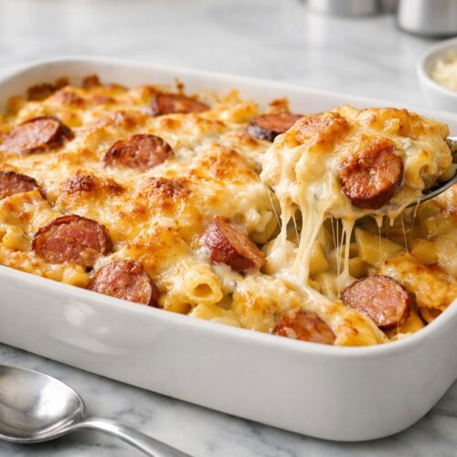 Cheesy Kielbasa Pasta Casserole Recipe