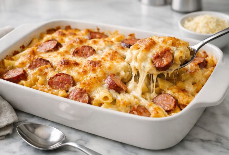 Cheesy Kielbasa Pasta Casserole Recipe