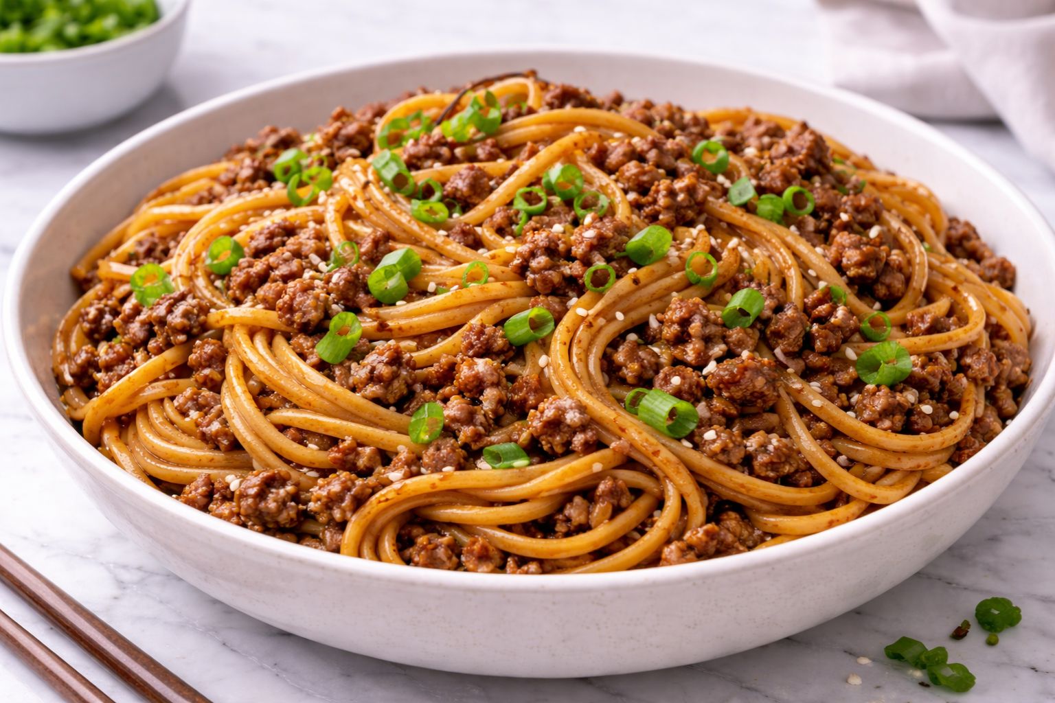 Mongolian Ground Beef Noodles
