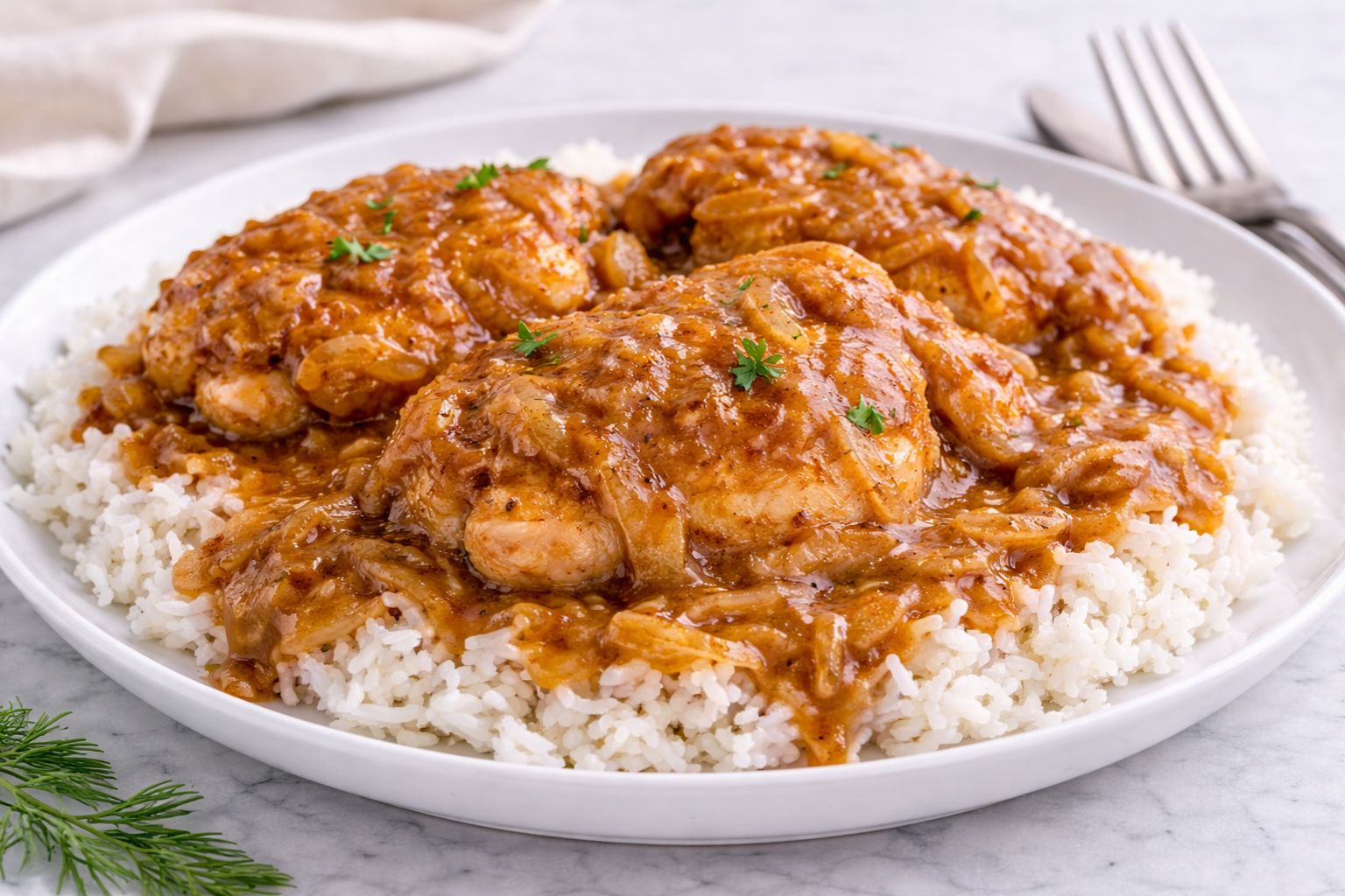 Smothered Chicken And Rice Recipe
