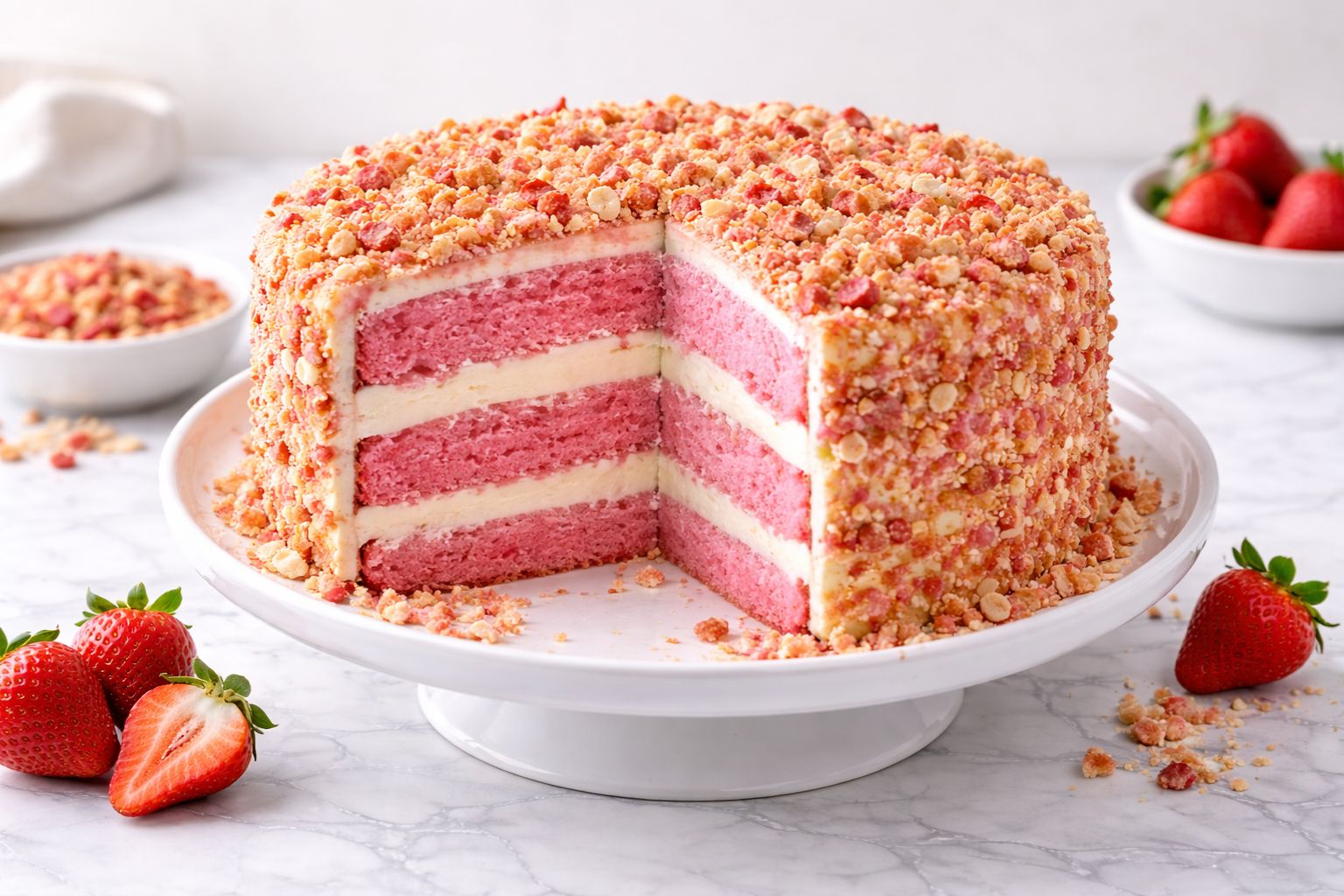 Strawberry Crunch Cake Recipe