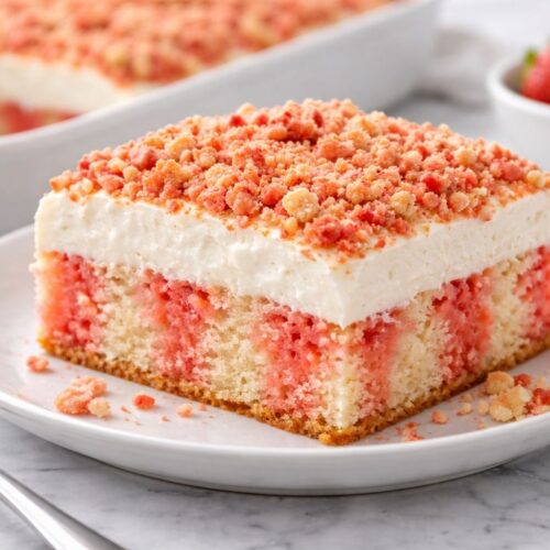 Strawberry Crunch Poke Cake Recipe