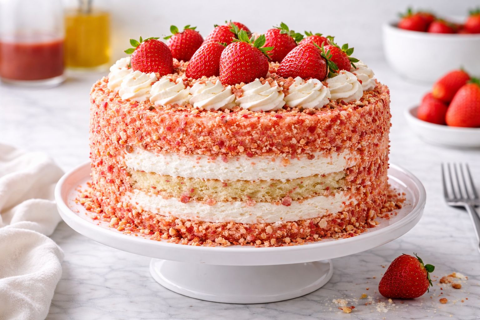 Strawberry Shortcake Crunch Cake Recipe