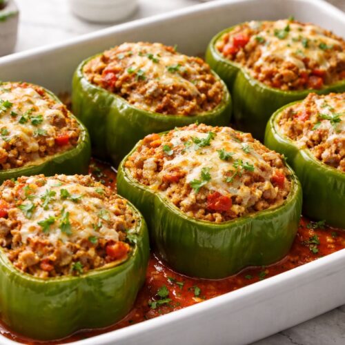 Stuffed Green peppers With Ground Beef