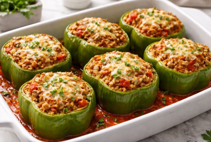 Stuffed Green peppers With Ground Beef