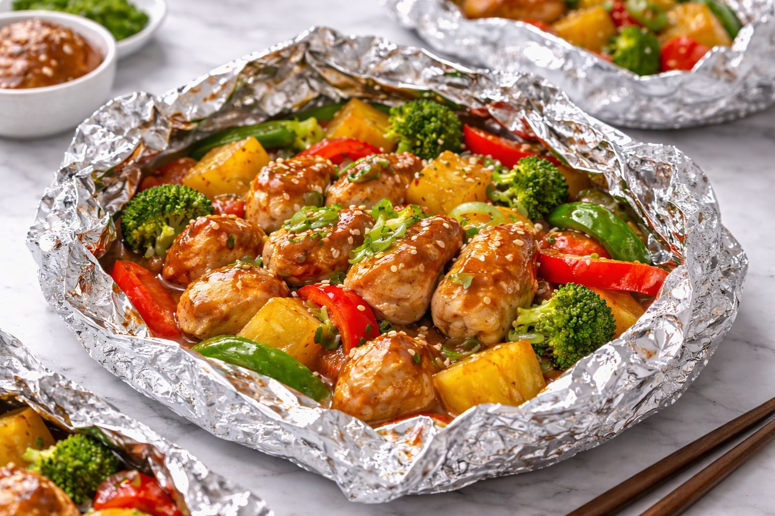 Teriyaki Chicken and Pineapple Foil Packets