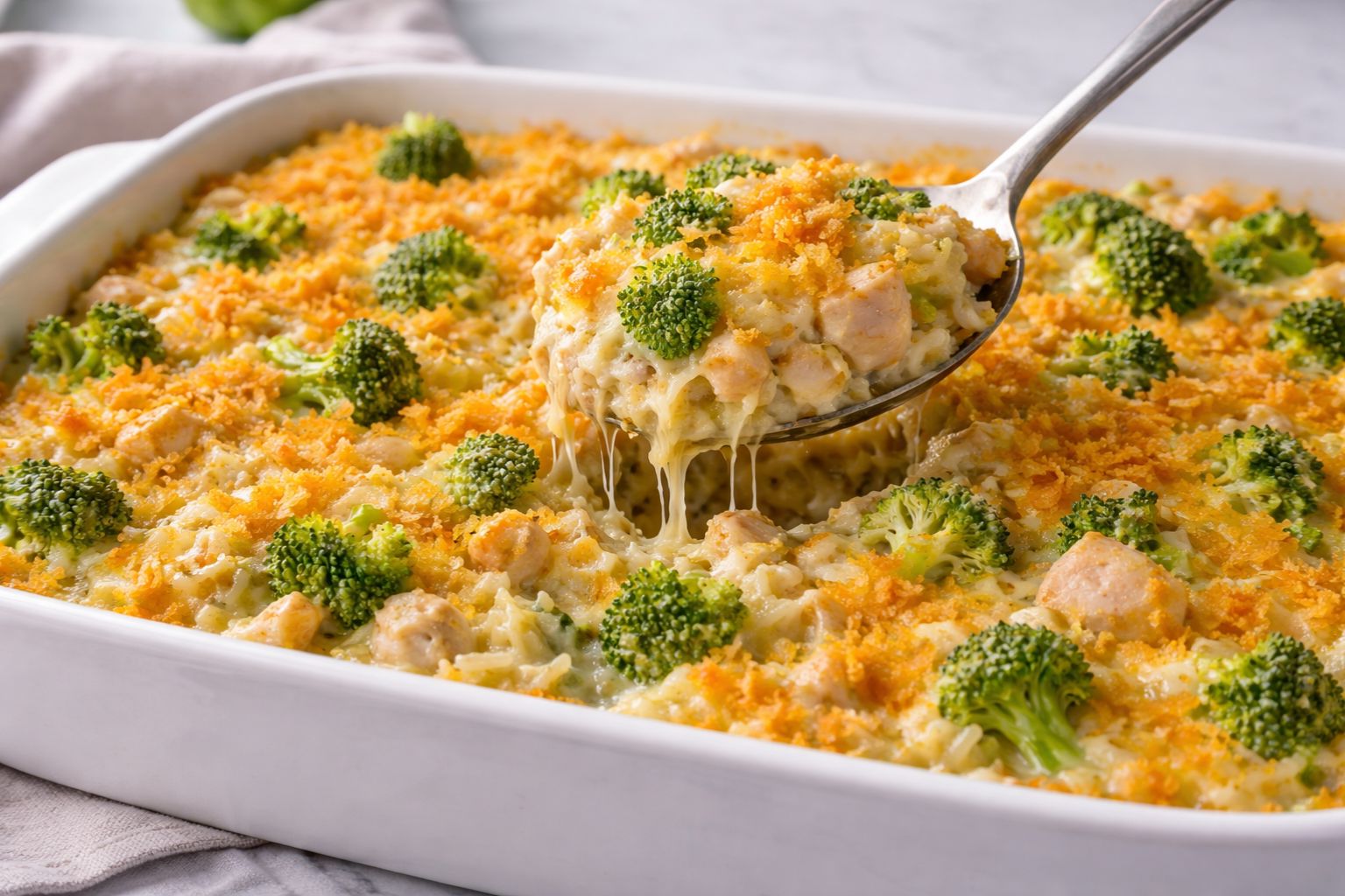 Cheesy Chicken Broccoli Rice Casserole
