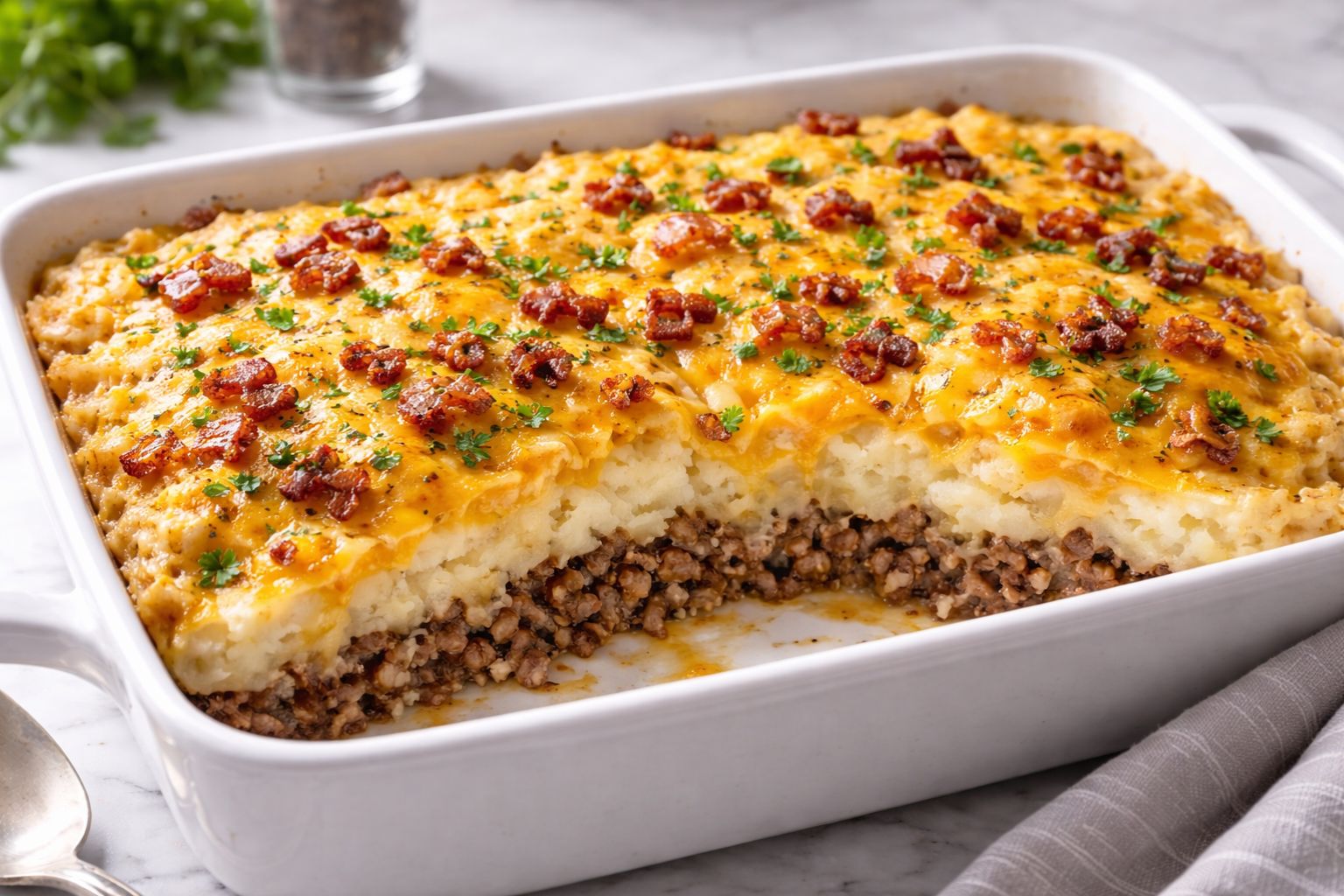 Cheesy Loaded Meatloaf Casserole Recipe