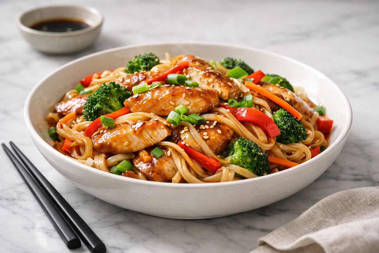 Chicken Teriyaki Stir Fry with Rice Noodles