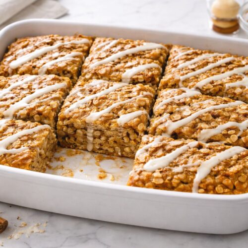 Cinnamon Roll Baked Oatmeal Squares