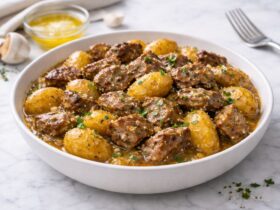 Crockpot Garlic Butter Beef Bites & Potatoes