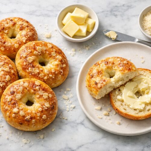 Garlic-Parmesan Cottage Cheese Bagels