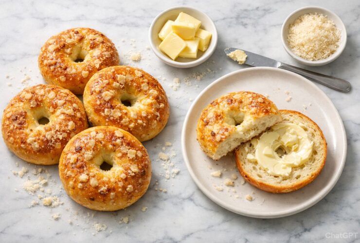 Garlic-Parmesan Cottage Cheese Bagels