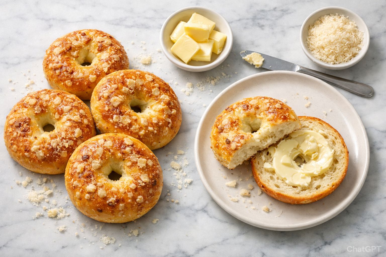 Garlic-Parmesan Cottage Cheese Bagels